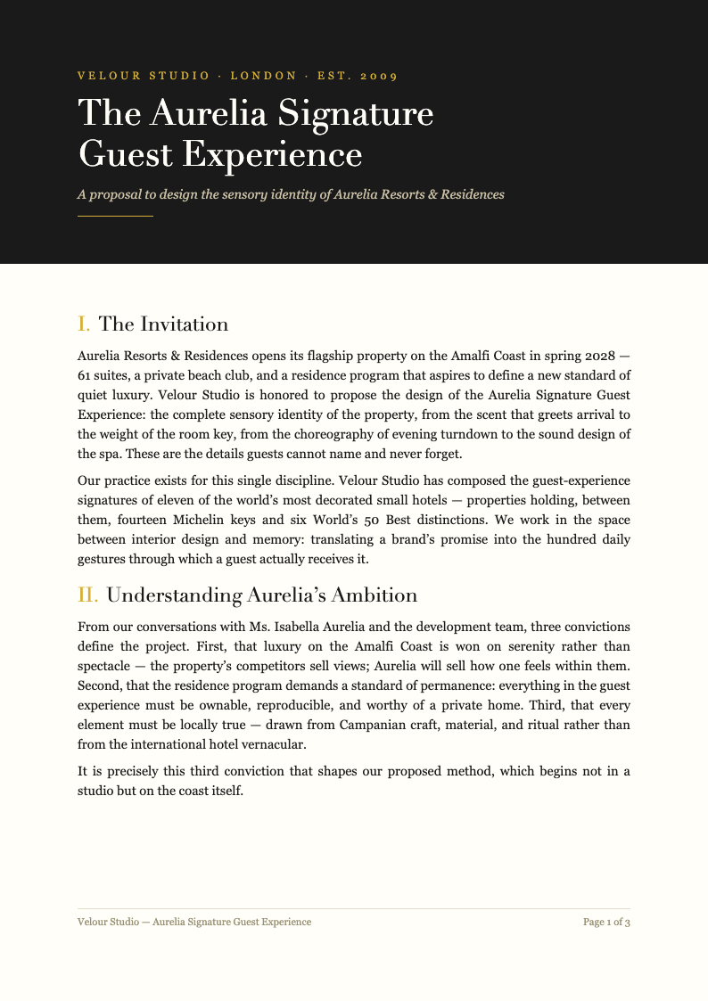 Luxury premium business proposal